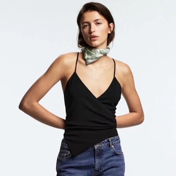 Zara Tops - New Zara Strappy Draped Black Bodysuit/Top NWT X-Small